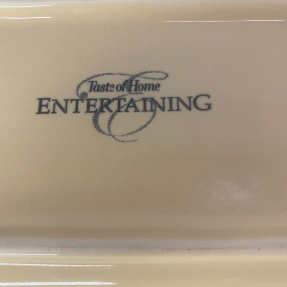 Taste of Home Entertaining Yellow Brown Edge Large Rim Ceramic Serving Tray - Picture 8 of 16